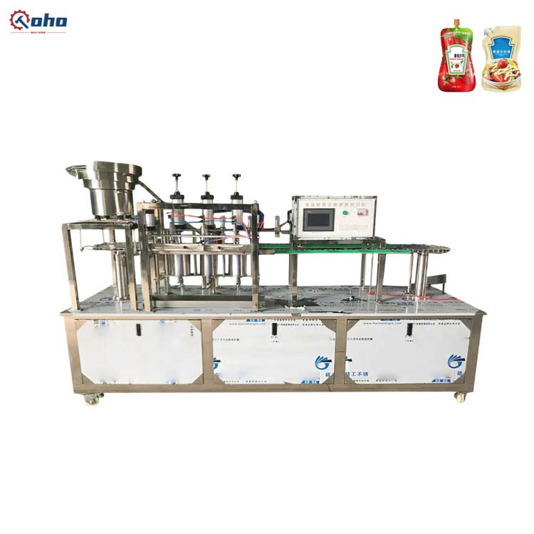 FillinMachine Automatic 3 heads 3L-5L Vertical spout pouch filling capping machine
