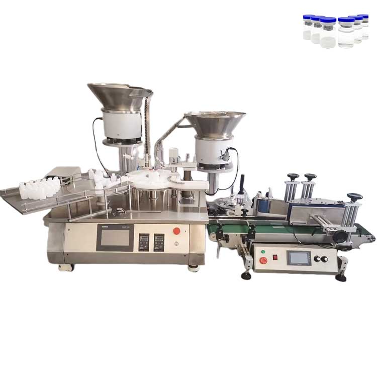 FillinMachine Automatic 10ml 60ml Eliquid Eye Drop Fill Production Line Pneumatic Eliquid Filling Machine Vial Bottle Filling Capping and Labeling Machine